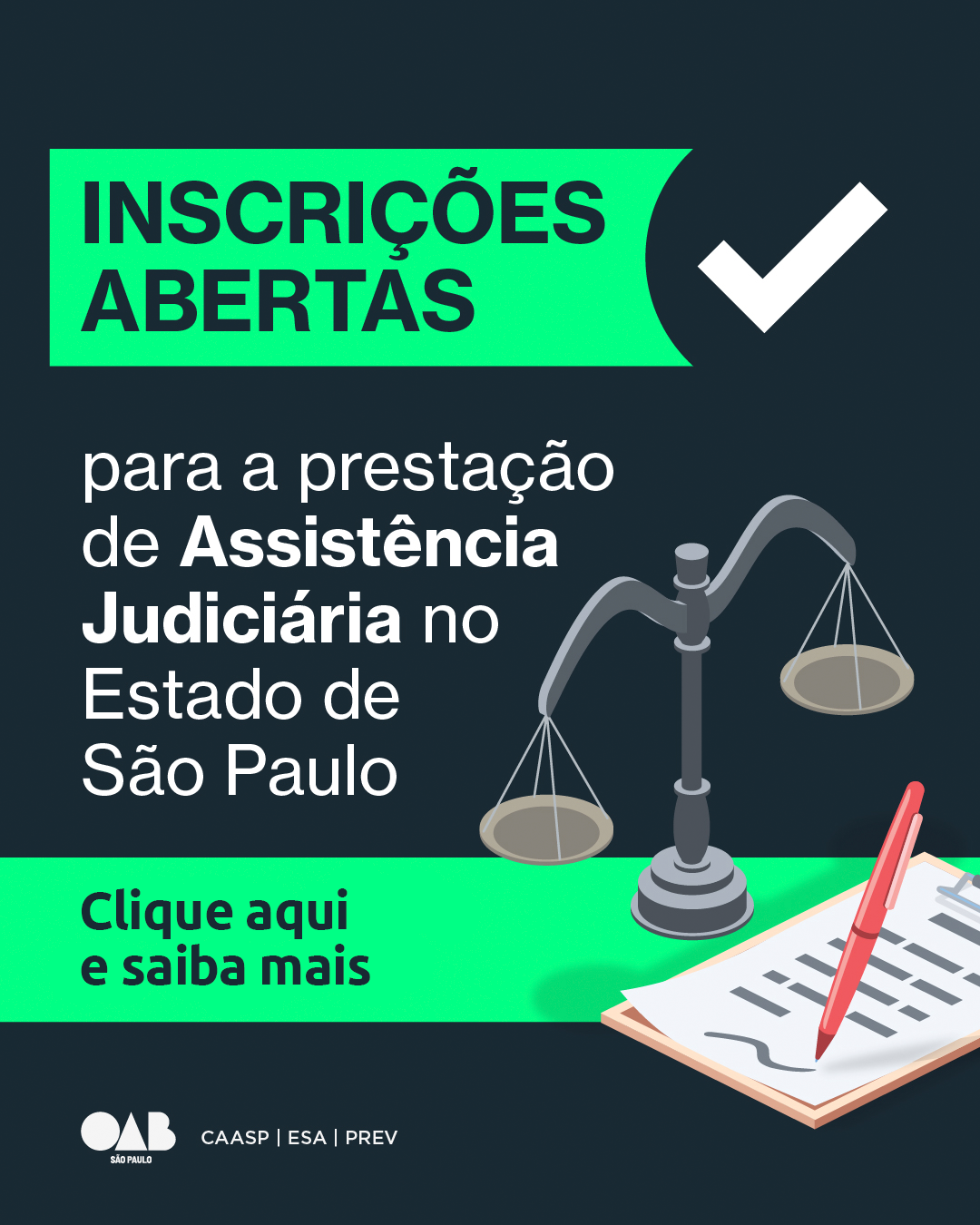 Inscrições para o Convênio 2025 – Defensoria Pública e OAB SP